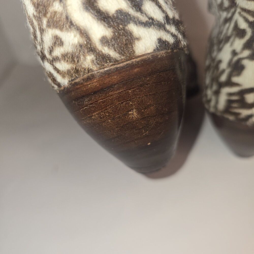 Vintage MAUD FRIZON Zebra Animal Print Calf Hair Brown Beige Boots Size 35 - Picture 5 of 16